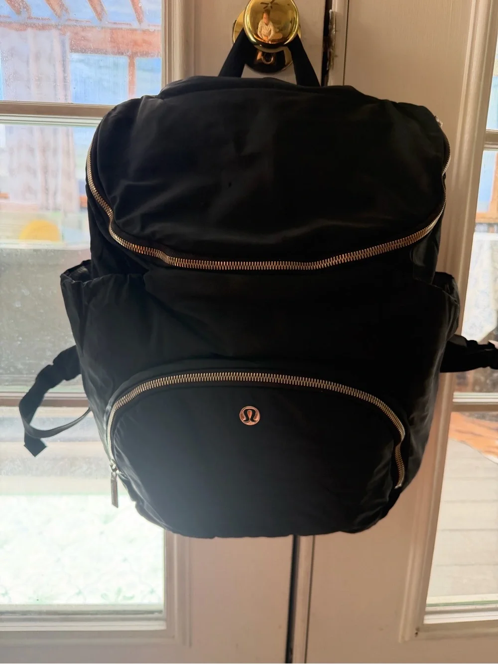 lululemon athletica Black Backpack with Silver Zippers